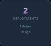 Deployments tile from the customer dashboard showing 2 deployments, 1 active